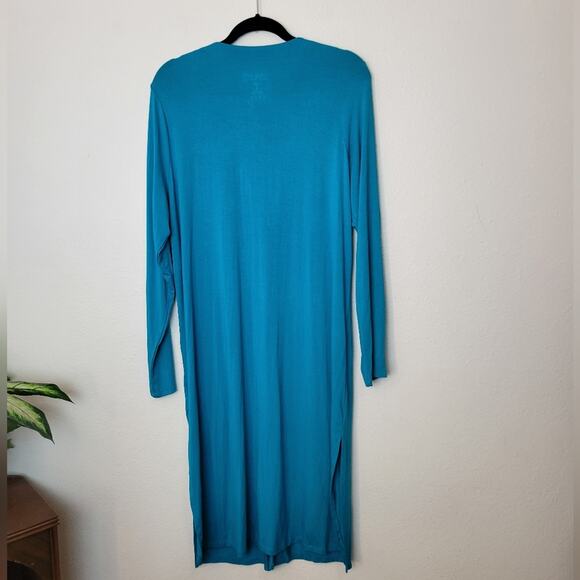 🚨NEW TORRID Blue Super Soft Knit Longline Snap Cardigan Sweater Size Large/12 - Picture 10 of 14